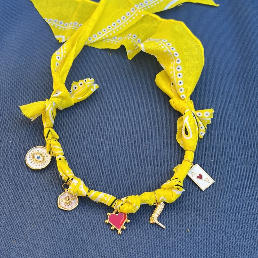 Yellow Bandana Gold Charm Necklace